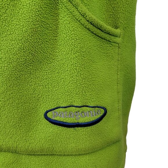 PATAGONIA Lime Green Pullover 1/4 Zip Hooded Fleece size Kids L - Picture 3 of 7